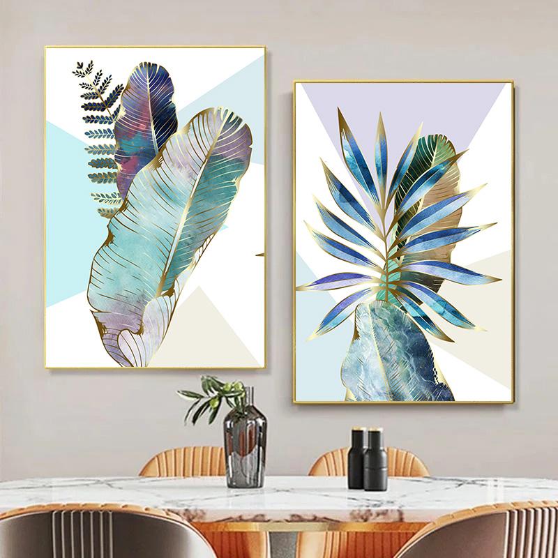 Leaves, Artistic Modern Canvas Print, Leaf Themed Canvas Picture Artwork Hanging For Bedroom Living Room Office