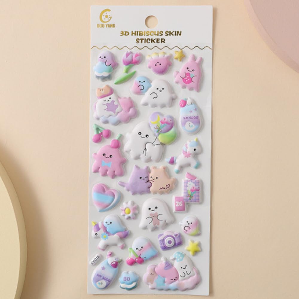 3D Set of for Decorating Cell DIY and Crafts Stickers Stickers, 4, Phones, Planners, Diaries, (Animal (Type B))