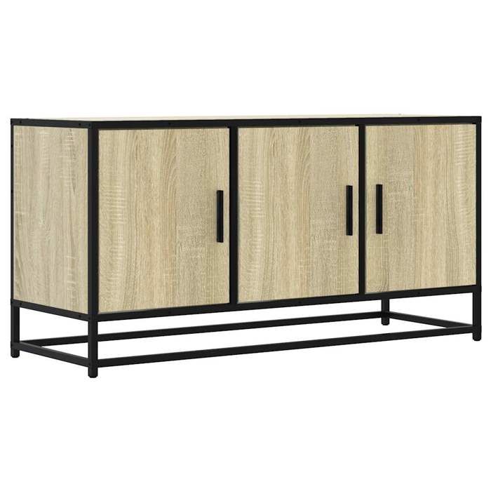 VidaXL Meuble TV chêne sonoma 100x35x50 cm bois d'ingénierie et métal, banc TV, meuble hifi, centre de divertissement, 848830