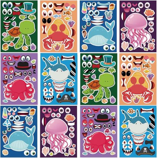 24 Sheets 8.27''×5.9'' Make Your Own Robot Stickers for Kids Toddlers, Make a Face Stickers for Kids Party Favors Activities