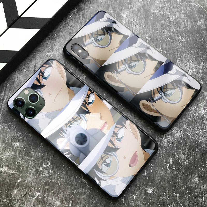 Detective Conan Jimmy Kudo Anime Soft Silicone Glass Phone Case Cover for iPhone SE 6 6s 7 8 Plus X XR XS 11 12 13 Mini Pro Max