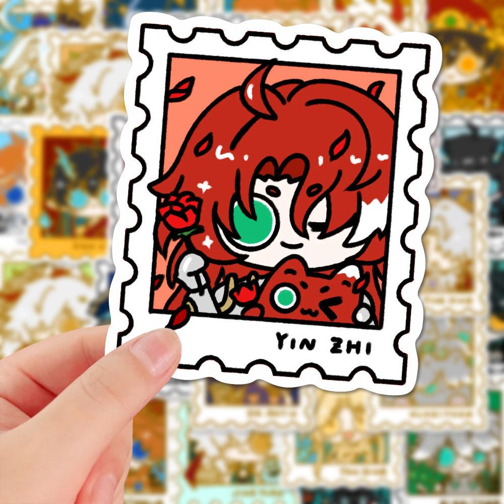 48PCS popular cute stickers featuring HSR (Honkai: Star Rail) and Genshin Impact, high-quality anime-style small stamps for DIY decals