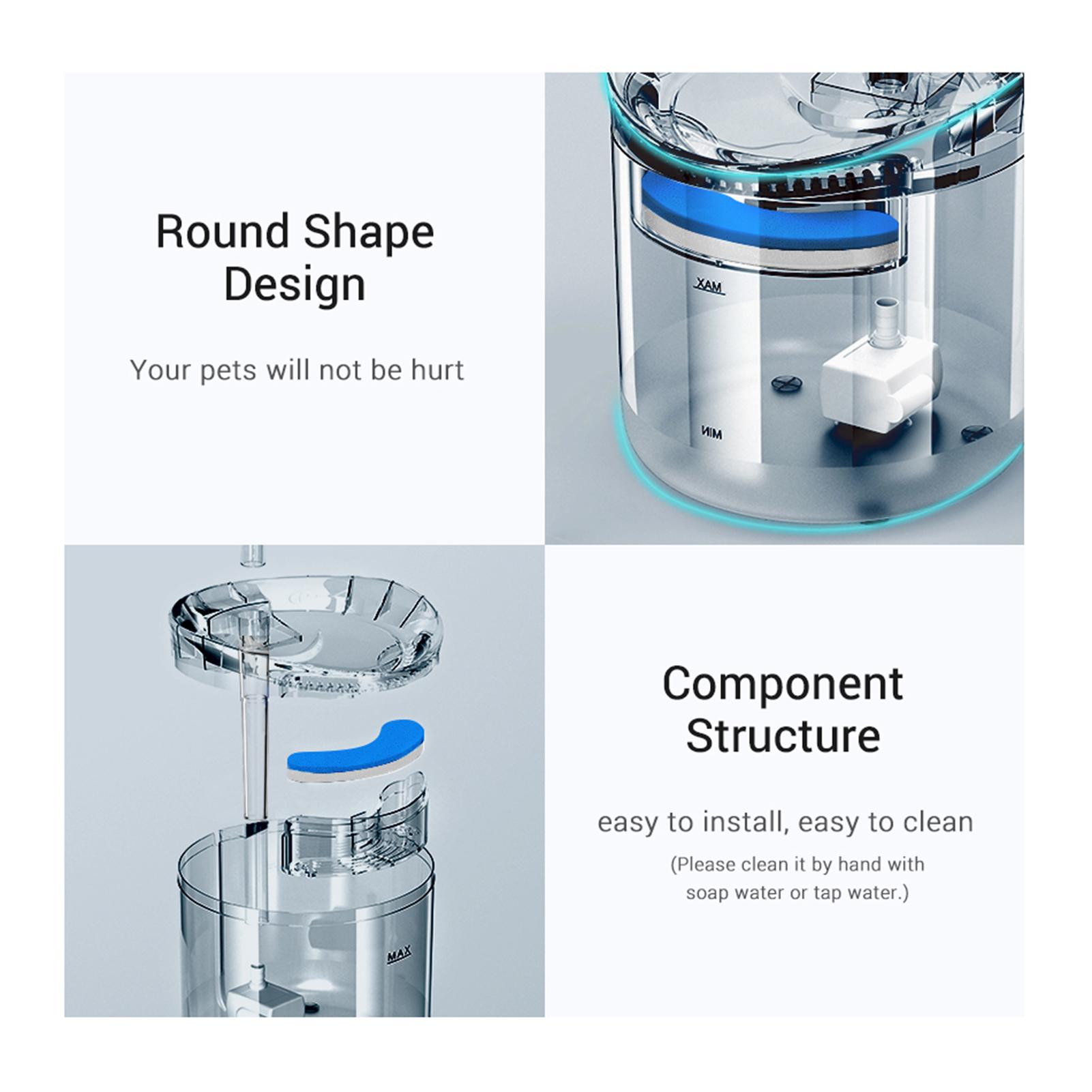 

Поилка для кошек и собак, 1,8 л, супер тихий автоматический питьевой фонтанчик для домашних животных, прозрачный US plug