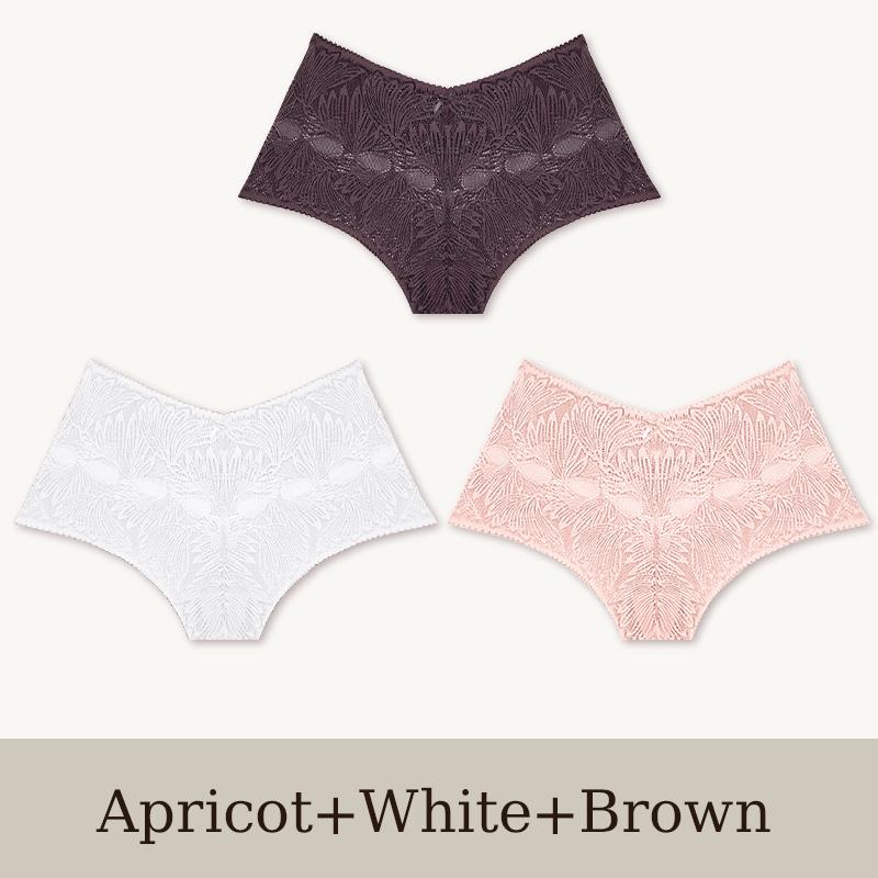 FINETOO 3 Stück Damen Nahtlose Spitzen Slips Damen Übergröße Slips Einfarbig Atmungsaktive Unterwäsche Damen Niedrige Taille Weiche Lingerie S-XL