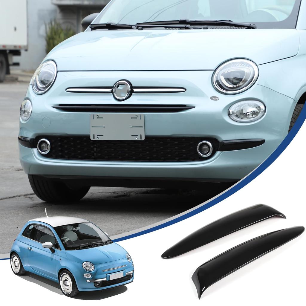 Hcilloend Headlamp Trim for New Fiat 500 Front Lamp ABS Material with Adhesive Easy Exterior Custom Car Set (2016-2024), Decorations, Ultra-Mirror