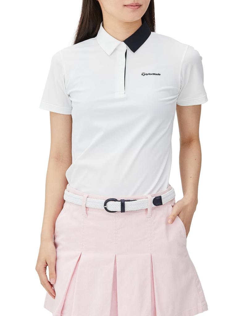 TaylorMade Tour TM Basic S/S Polo Shirt, White, Size Small, Women's, 2024 Spring/Summer, TL458