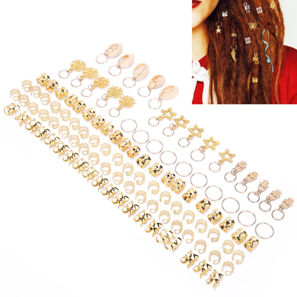 110pcs Hair Braid Rings DIY Dreadlocks Pendant Hair Braid Clips Hair Decoration Accessories