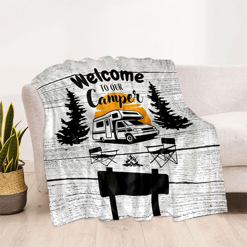 Happy Campers Adventure Blankets Are Suitable for Living Rooms,making Them an Ideal Choice for Outdoor Travel and Gifts.