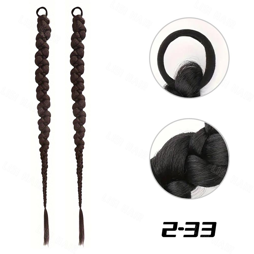 MERISIHAIR 2 stk Syntetisk Lang Flettet Hestehale Med Elastisk Hårstrikk Spiralflettet Hestehale Hår For Kvinners Bruk