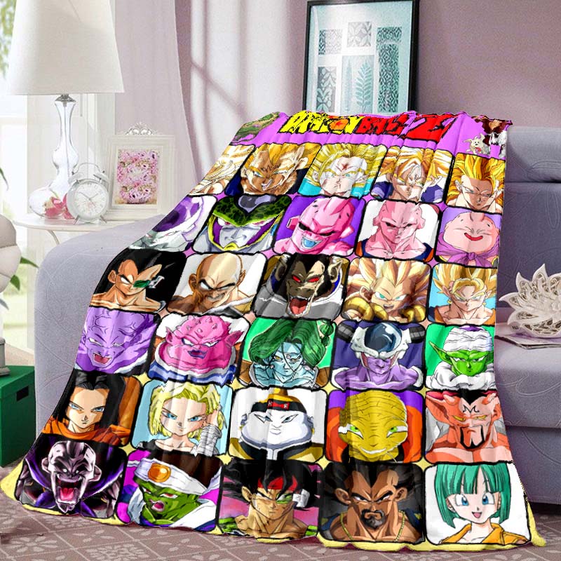 Coperta Stampata Anime Dragon Ball Calda Confortevole Coperta in Flanella per Camere da Letto, Divani, Letti, Sedie, Picnic, Viaggi-LXR14