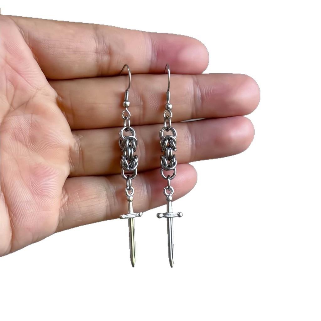 Punk Spike Necklace With Cross Chain For Unisex Party Wear