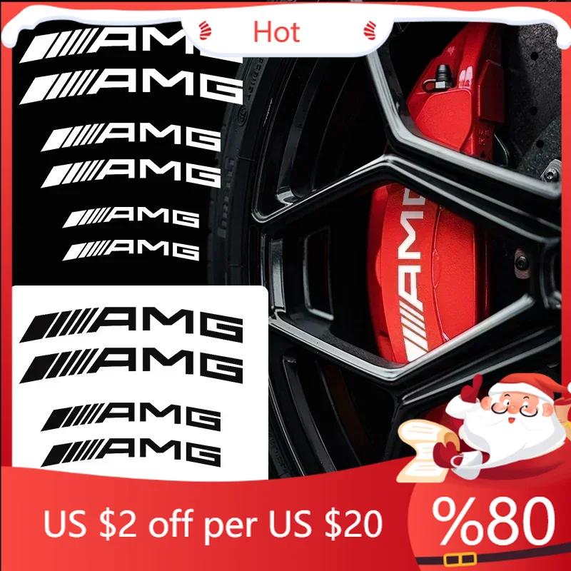 CDW1 6pcs Car Styling Car Brake Caliper Stickers For AMG Mercedes Benz W204 W124 W201 W202 W212 W220 W205 GLA CLA Automotive Goods