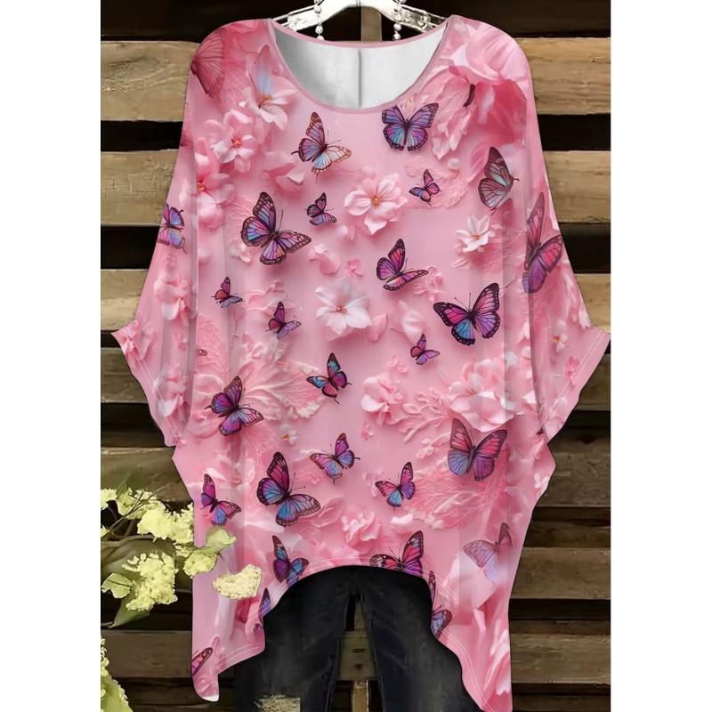 Elegant Boho Print T-Shirt for Plus-Size Women