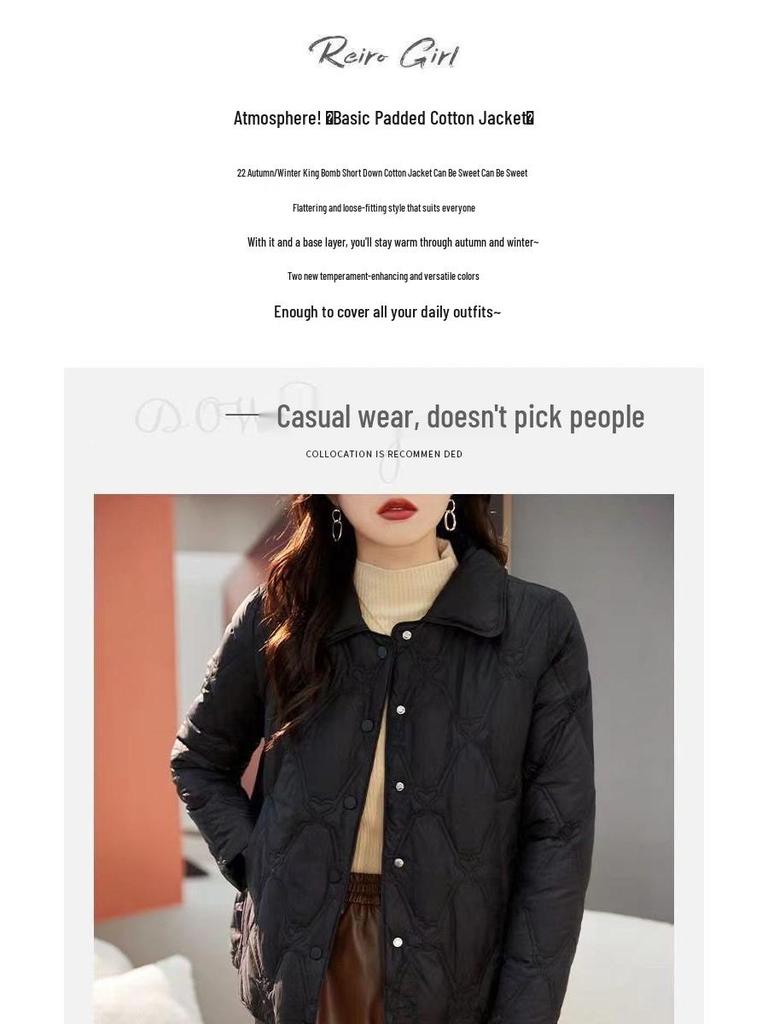 Baumwollgepolsterte Jacke für Damen 40-50: Stilvoller Petite Kurzmantel, lässiges leichtes Oberteil für Herbst/Frühling/Sommer.