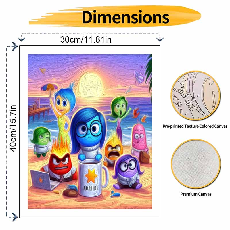 Disney DIY Oil Painting Kits Inside Out Beach Home Decor Craft Gift Ideas Disney Pixar Characters Painting Art Wall Decor Set 130