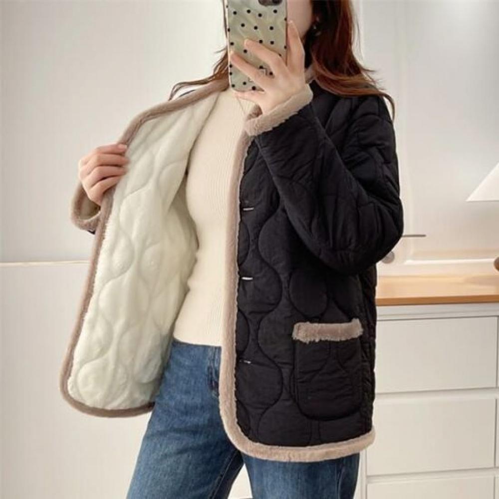 Navava Lightweight Quilted Wave Long Sleeve Padding Jacket Nc479