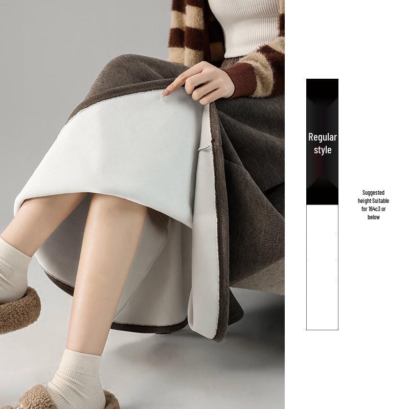 Women's High Waist Gray A-Line Skirt - Early Spring 2026 Collection, Slimming Mid-Length Design