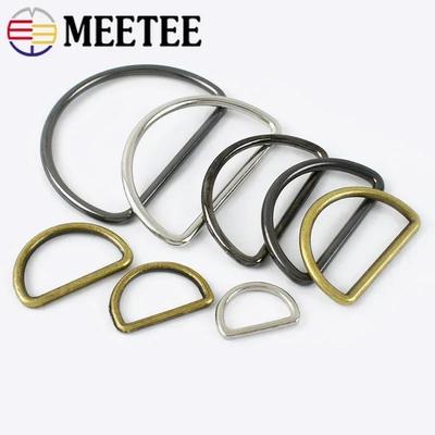 Meetee 20Pcs 15-50mm Metal D Ring Buckle Backpack Strap Clasp Shoes Clothes Adjustment Buckles Webbing Loop Clasps Accessories