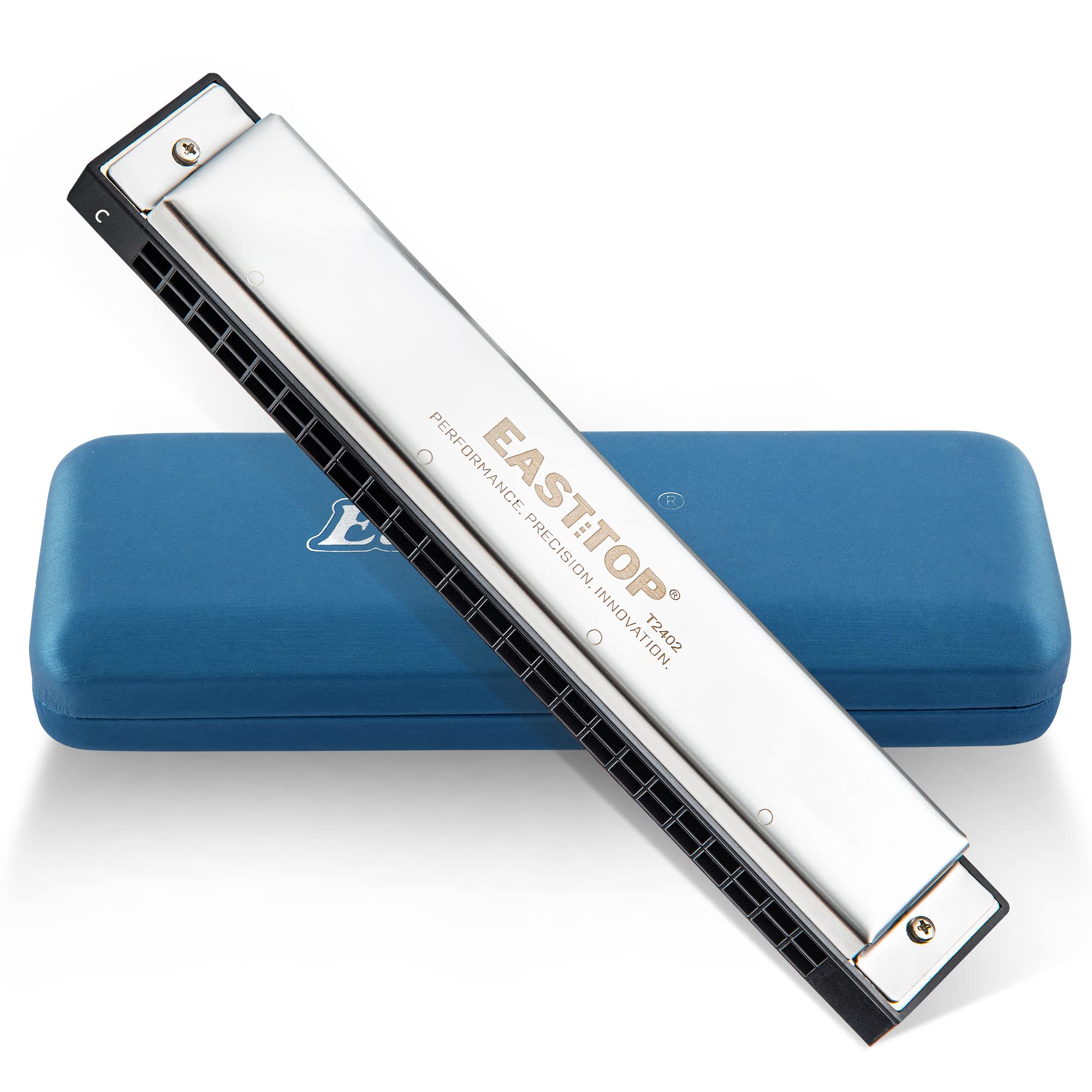 

Губная гармошка тремоло EAST TOP с 24 отверстиями, профессионального уровня, из нержавеющей стали, с кожаным чехлом и салфеткой для чистки, герметичная конструкция, для начинающих и