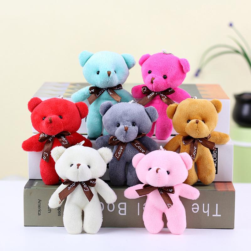 10Pcslot Tiny Bear Stuffed Plush Toys Mini Bear Doll Toy Keychain Bag Pendants Wedding Decoration Children Birthday Party Gifts