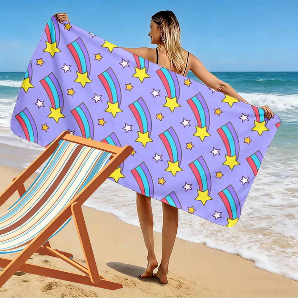 Colorful Shooting Stars Pattern Design Beach Towel Quick-drying for Travel Outdoor Sports Jogging Beach and Swimming