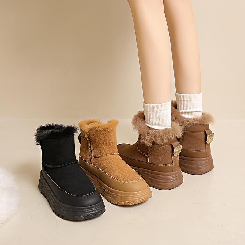 velvet high-top snow boots for women's 2025 winter new student ins Korean version of thermal casual shoes heightening cotton shoes 818