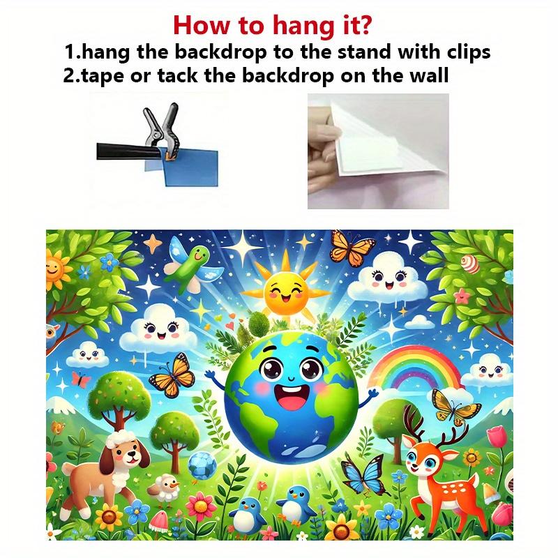1 background flag bright earth smile soft wall cover no need for electricity