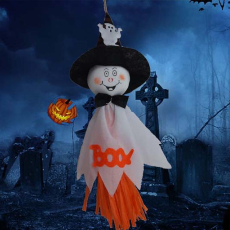 1-5PCS Halloween Hanging Ghosts with Pumpkin Straw Windsock Outdoor Decor for Garden Lawn Party Scary Pendants Holiday