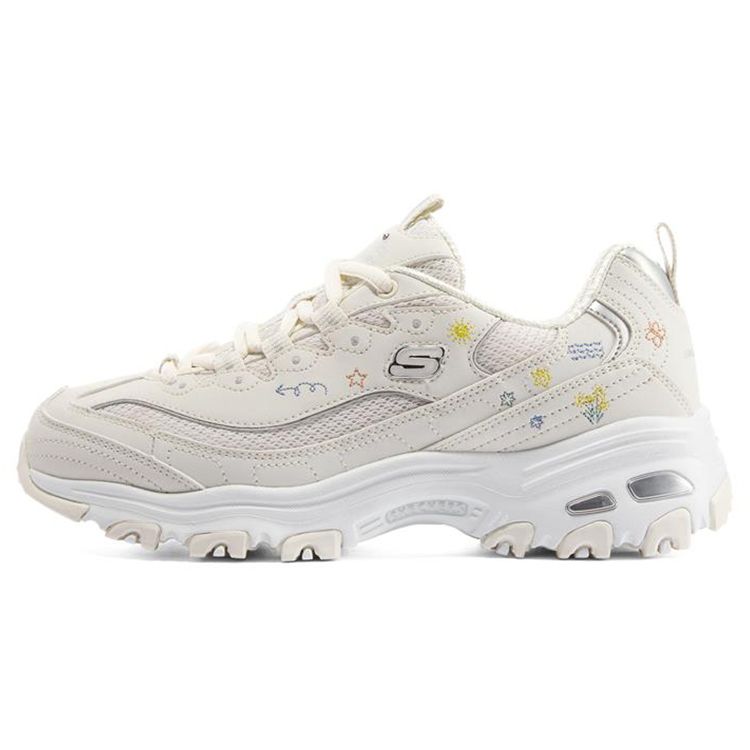 Skechers DLites 1.0 Panda Shoes Floral Panda Retro Versatile Thick Sole Casual Sports Height Increasing Low Top Dad Shoes Women sneaker 896155-OFWT