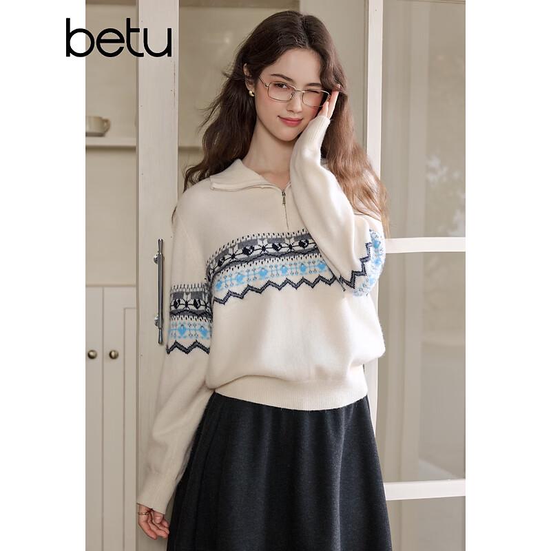Betu Women's Fair Isle Jacquard Half-Zip Knit Sweater