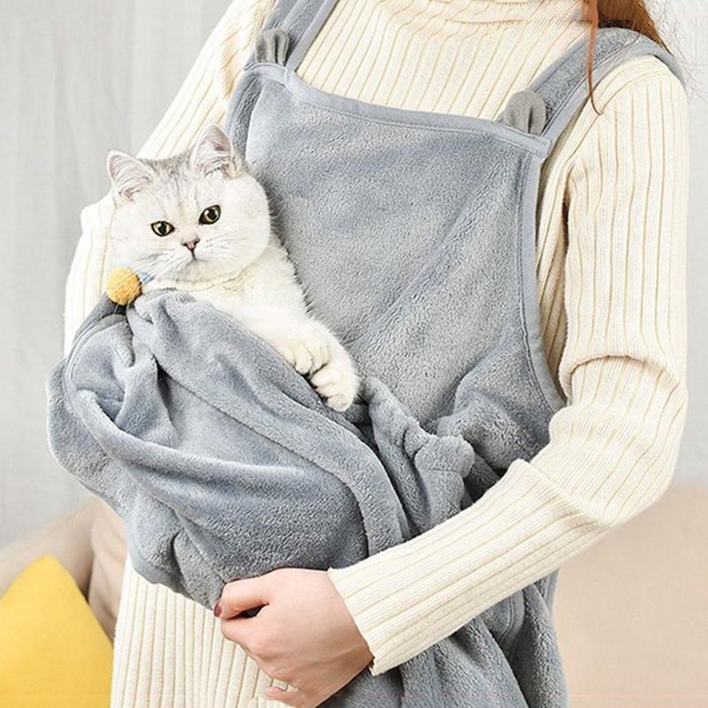 Cozy Pet Carrier Apron For Small Cats And Dogs - Perfect For Outdoor Winter Travel - Features Hanging Chest Bag And Cat Sleeping