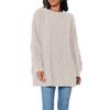 Fashionable Women's Thick-knit Pullover Round Neck Cable Sweater