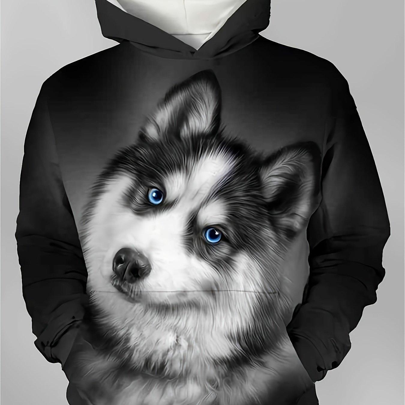 

Мужская толстовка с капюшоном с принтом 3D-хаски, модные повседневные толстовки с капюшоном, осенне-зимние топы, мужская одежда 2XL48