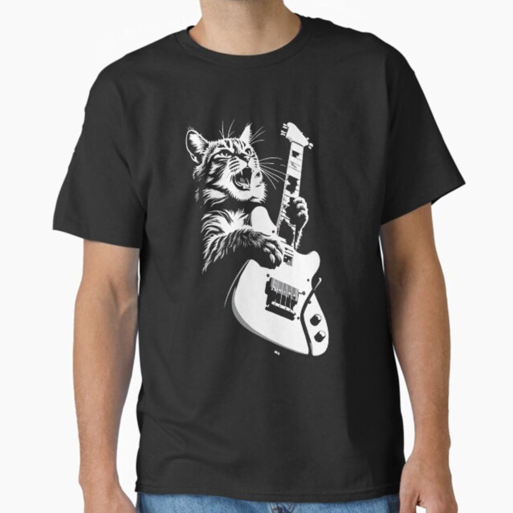 Cat Playing Guitar Rock Star Rock and Roll For Men Women Kid T-Shirt Unisex T-Shirt S