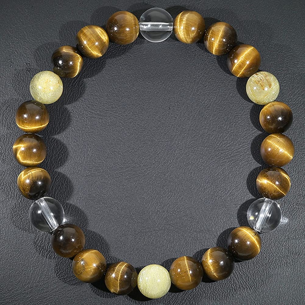 Shinjuku Ginnokura Gelbes Tigerauge Rutilquarz Kristall Armband 8mm 18cm ML Größe Naturstein Kraftstein Herren Damen