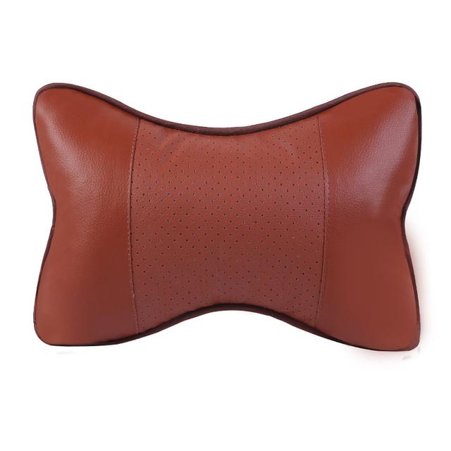 Universal Car Seat Headrest Double Side Pu Leather Neck Memory Pillow Head Support Protector Cushion Auto Travel Accessories