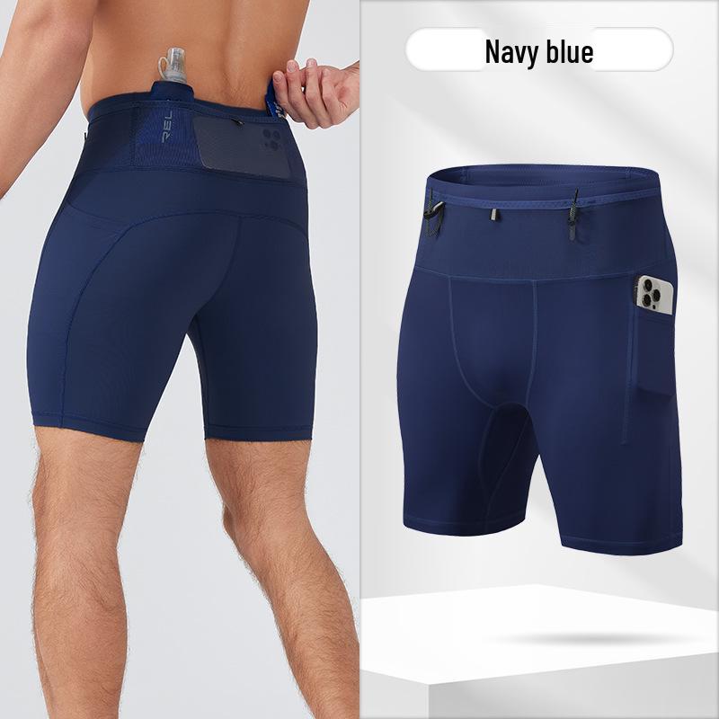 Men s High Elasticity Multi-Pocket Compression Running Shorts XL