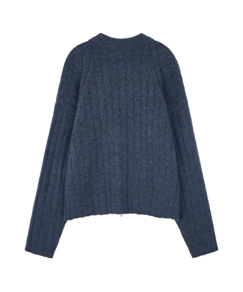 Idws Wave Line Boucle Collar Knit Blue