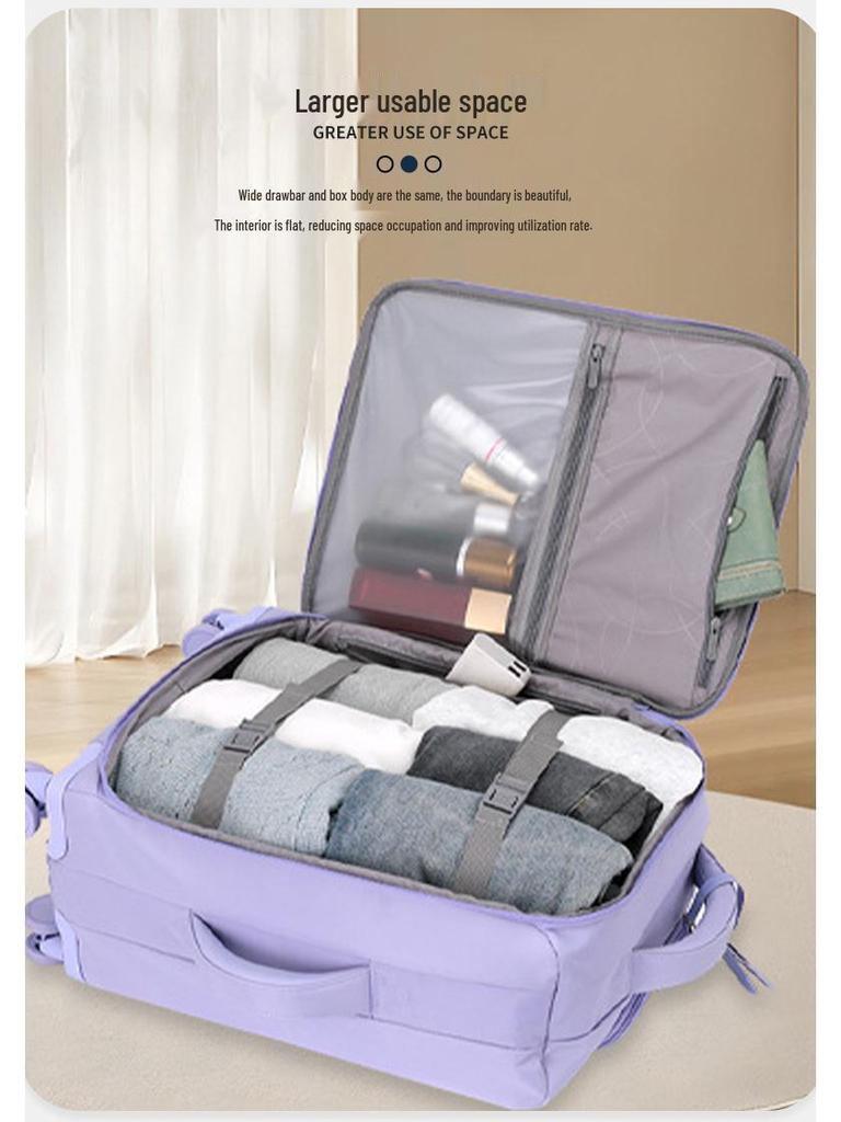 2025 Women's Ultra-Light Carry-On Luggage: 20-inch Fabric Suitcase with Lock, 24-inch Option Available.