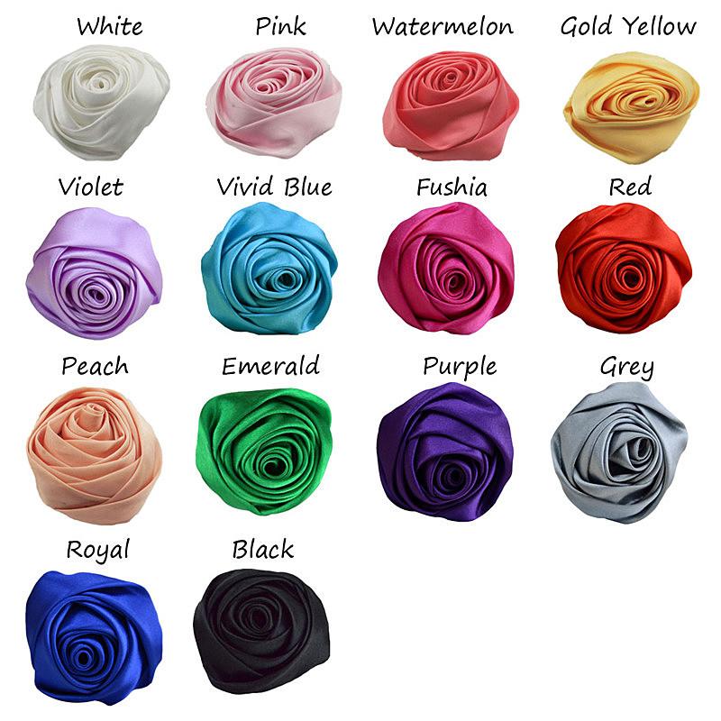 

10 шт./лот 8 см рулон атласная роза цветок для девочек аксессуары для волос детская повязка на голову цветы свадебное приглашение брошь цветок