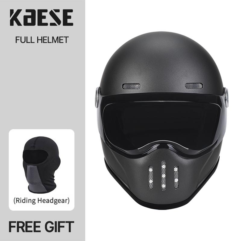 New Fashion Retro Motorcycle Helmets Fiberglass Shell Vintage Cafe Racer Fiber Glass Full Helmet for Motocross Scooter
