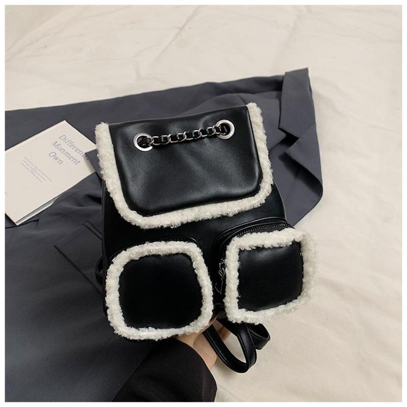 Simple backpack bag women s college style commuter schoolbag autumn new trendy retro high value rough edge backpack