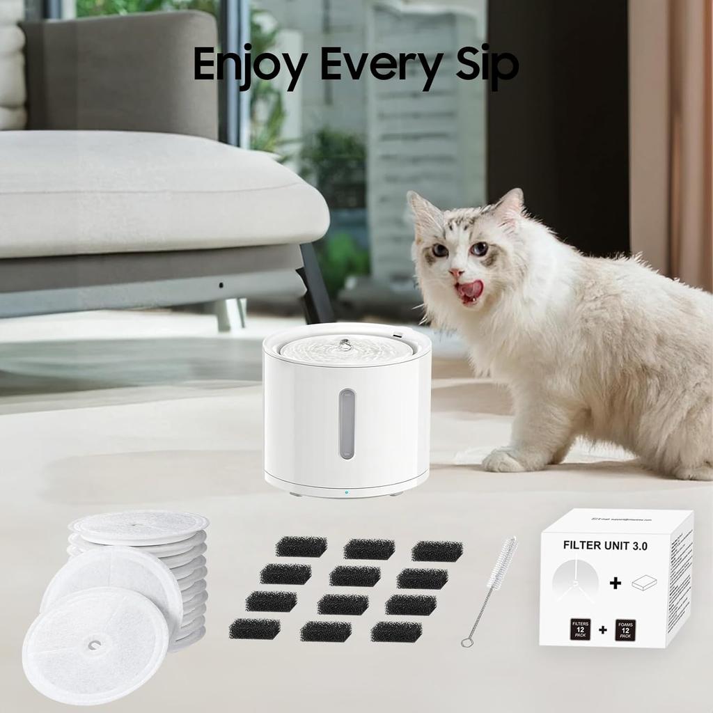 12 PCS Filter Unit 3.0 Pet Cat Kit Water Fountain Filters 2025 New Fit For E versweet Solo 2/Solo SE, E versweet 3 Pro/2S/3, Including Replacement