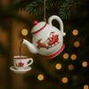 Vianočná ozdoba čajník Vintage vianočná šálka na čaj a čajník Závesná dekorácia s efektom nalievania čaju Darček pre milovníkov čaju