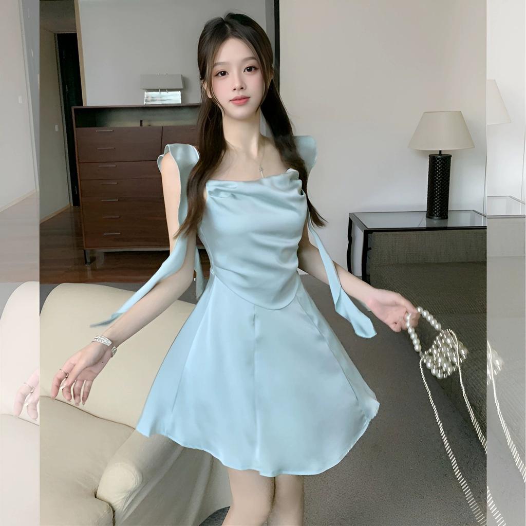 French haute dress women's summer new design streamer skirt short suspender skirt thin suspender skirt
