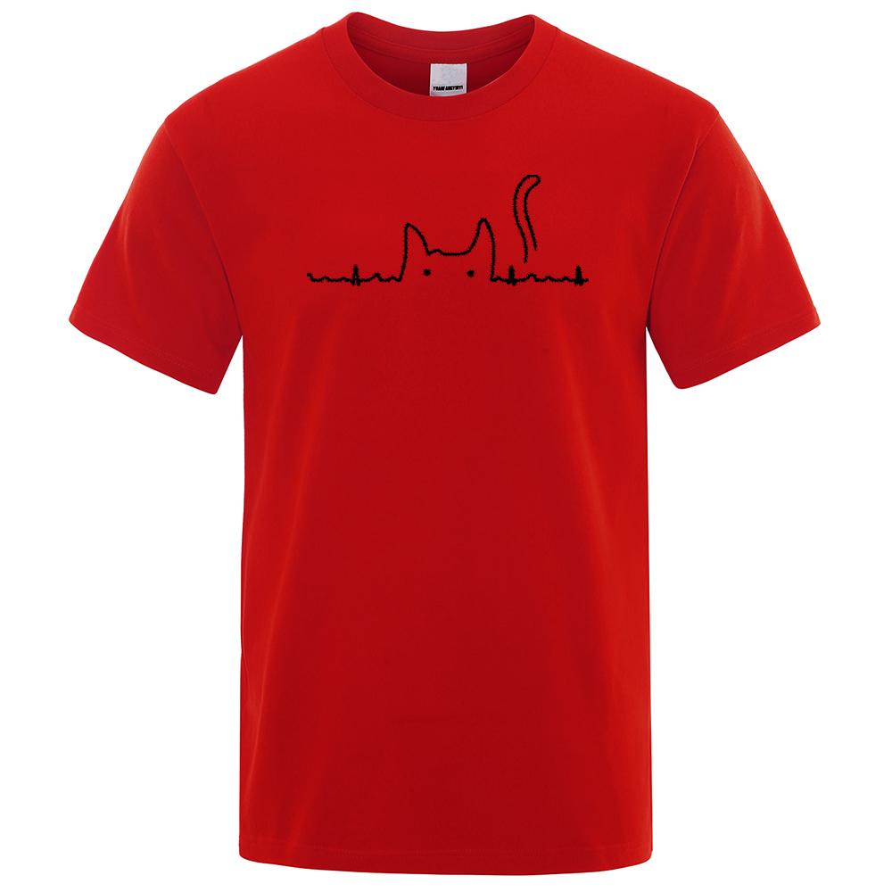 Casual Mens T Shirts Cat Cute Pritned Summer Cotton O-Neck T-shirt for Men Short Sleeve Top Tee Shirt Funny Streetwear T-shirts