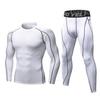 Un conjunto de pantalones ajustados para correr para hombre, camiseta + pantalones, entrenamiento, gimnasio, Fitness, pantalones de secado rápido, ropa deportiva profesional, ropa de manga larga