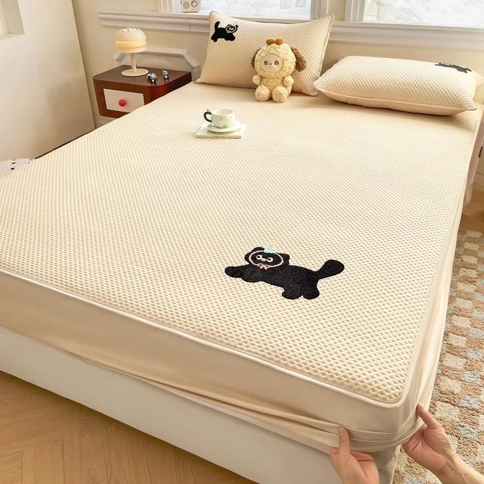 New Class A raw Cotton Polished Cartoon Wind Towel Embroidered Padded Mattress-Cute Pet Series Single-Piece Mattress