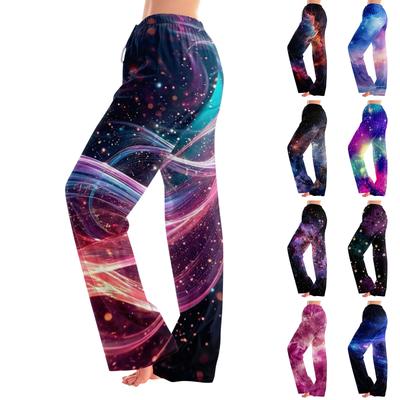 Damen Pyjamahose Nachtwäsche Lässige Hose mit Kordelzug und elastischer Taille Bequeme gerade lockere Yogahose