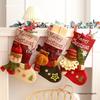 Santa Claus Christmas Scene with Tree, Stockings, Gift Bags, and Ornaments